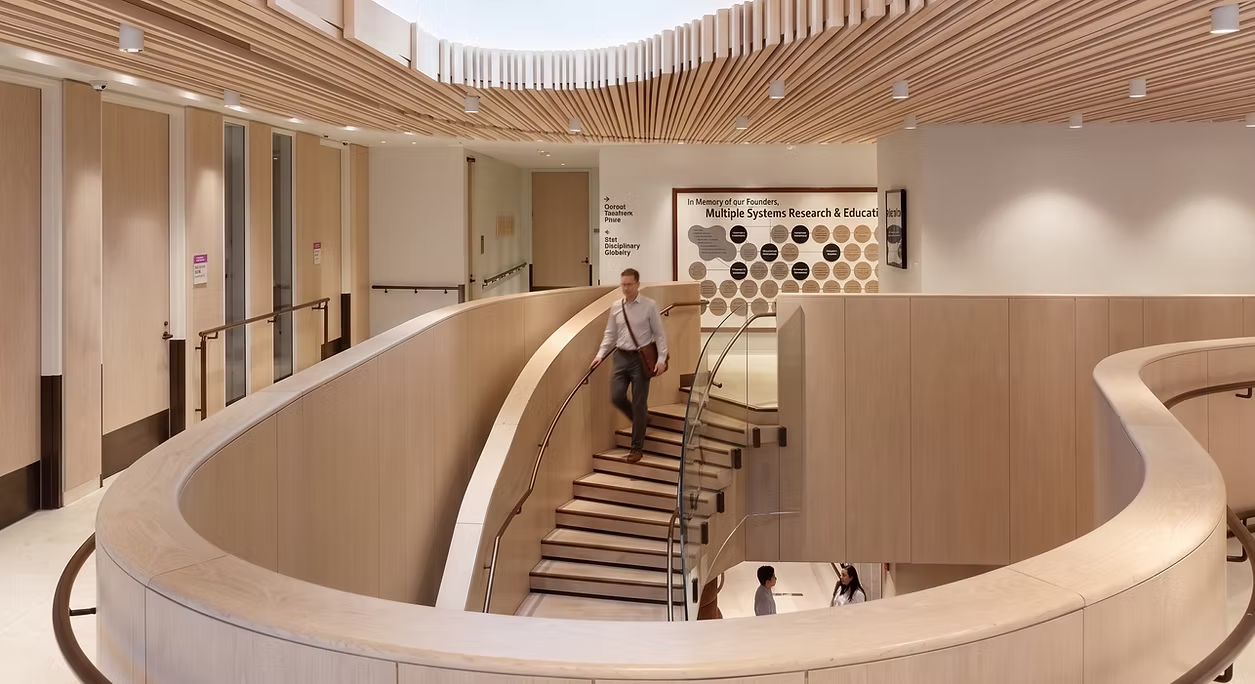 Interior staircase and atrium at St. Michael's Hospital